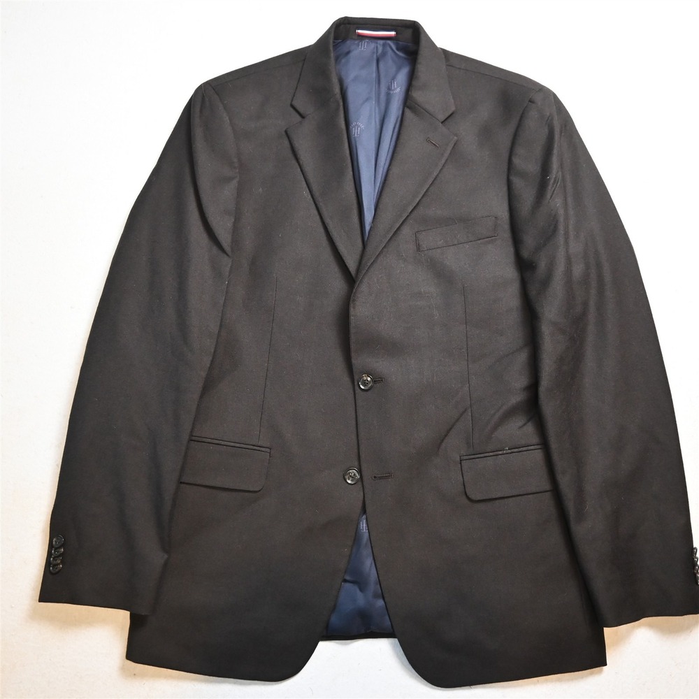 Tommy Hilfiger 42L Chocolate Brown 100% Wool Flannel Soft Shoulder Sport Coat
